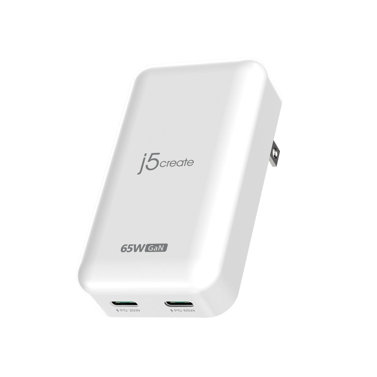 j5create AC JUP2465 65W GaN Slim PD USB-C 2-Port Charger Retail